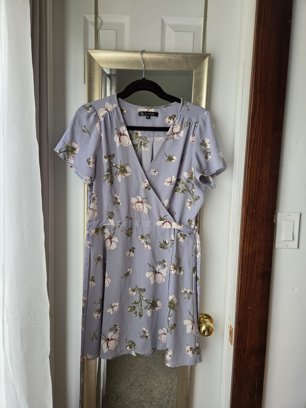 Dynamite Lavender Floral Wrap Mini Dress